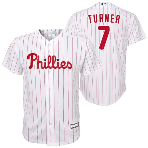 Camiseta Phillies niños 4-7 años Trea Turner blanca perfecta para tardes de parque y deporte 1