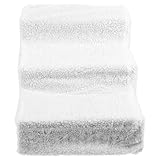 POPETPOP Plastic Dog Stairs 3 Tiers Dog Steps Flannel Dog Ramp Non Slip Pet Ladder Sofa Bed Ladder for Pets Dog Cats Puppy Kitten (White)
