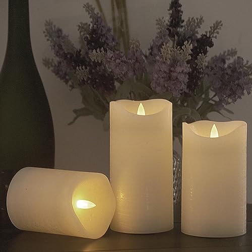 EZiKitchen Flameless Candles Flickering Set of 3 (D 3’’ x H 4’’ 5’’ 6’’) Real Wax Battery Operated LED Candle with Timer Home Decorative Pillar Lights,Wedding Party Events Decor,White by EZiKitchen - Image 2
