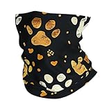 Generic cute dog paw prints animal white gold black vintage Neck Gaiter Face Mask Cover Gaiter Balaclava for Men Women Bandana for Cycling Motorcycle Riding Skiing Party