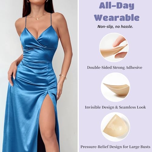 Image of DEPOVOR Double-Sided Adhesive Bra Inserts, Large Size Lightly Padded for D+ Cups, Reusable Lifting Enhancers for Large Busts