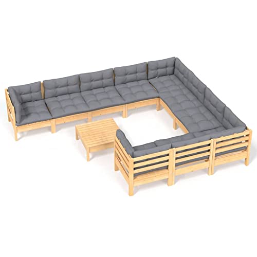MOONAIRY 11-TLG. Garten-Lounge-Set mit Grauen Kissen, Gartenlounge, Balkon Möbel, Terrassenmöbel, Lounge Gartenmöbel Set… – Bild 3