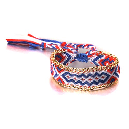 Bijoux bohème boule rouge avec corde tissée main