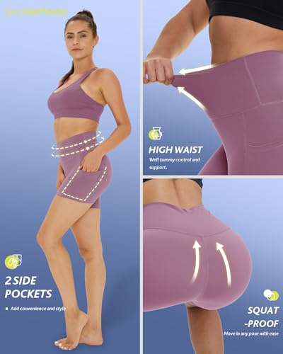 Image of CAMPSNAIL 4 Pack Biker Shorts for Women High Waist - 5 inch /8 inch Tummy Control Soft Athletic Yoga Workout Running Gym Shorts
