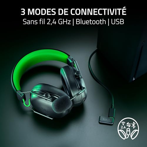 Razer BlackShark V3 X HyperSpeed pour Xbox Casque sans Fil pour ’Esport Ultra léger 270 g Haut parleurs de 50 mm Micro Amovible HyperSpeed 2 4 GHz et Bluetooth XboxPC | - vue 5
