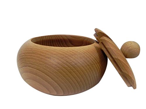 Wooden World - Zuccheriera grande in legno con coperchio, diametro 14 cm + cucchiaio piccolo in legno