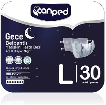Canped Belbantlı Gece Large Beden Yetişkin Hasta Bezi, 30 Adet