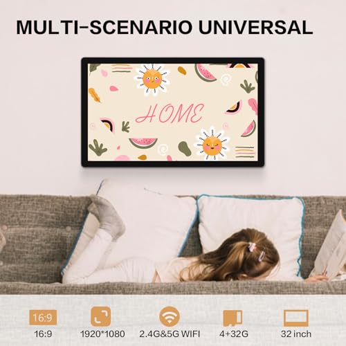 Image of 32 inch Smart Screen - Android 11 Touchscreen Monitor with Built-in Speakers, 2.0 MP Camera, 4G & 32G, HDMI Out, Digital Signage for Commercial Display, Wall-Mountable or Desktop