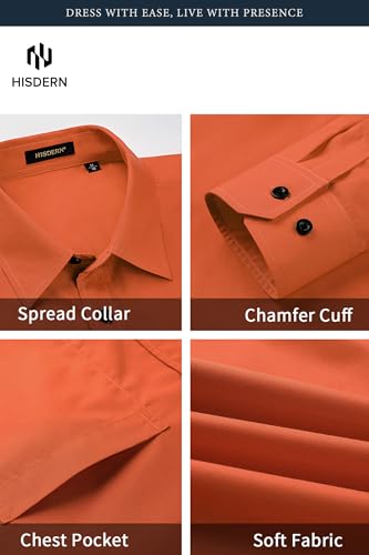 Image of HISDERN Mens Dress Shirt with Tie Pocket Square Set Classic Button Down Shirt Matching Tie Long Sleeve Shirts