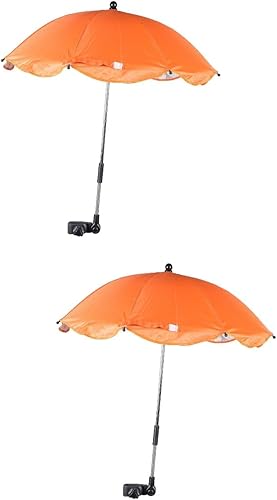 Kisangel Silla ajustable portátil naranja con paraguas de clip desmontable para protección solar
