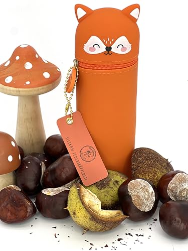 Lulubug Silikon Federmäppchen - Fuchs | Federtasche aus weichem Silikon für Stifte | Federmappe und Stiftehalter | Mäppchen Tiere, Schlampermäppchen