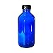 GBO GLASSBOTTLEOUTLET.COM (Pack of 12) 4 oz. Cobalt Blue Boston Round with Black Poly Cone Cap