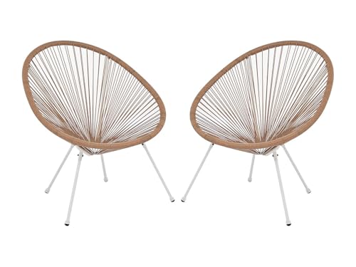 Vente-unique - Lot de 2 fauteuils de Jardin en Fils de résine tressés - Naturel Clair - ALIOS III de MYLIA