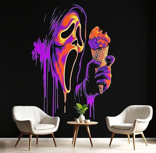 Papier peint panoramique crâne pour masquer un mur terne avec style 3D - 3