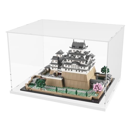 Image of Choowin Acrylic Display Case for Lego Hogwarts Castle 76419 for Lego Himeji Castle 21060, Thickened Clear Acrylic Display Cases for Collectibles, Assemble Dustproof Display Box with Door, White