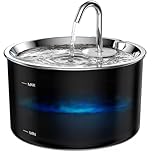 Vividorama Cat Water Fountain Stainless Steel Lid, 3L/101oz Pet Water Fountain, Dog Waterer with Quiet Pump and 4-Layer Filtration for Cats and Dogs