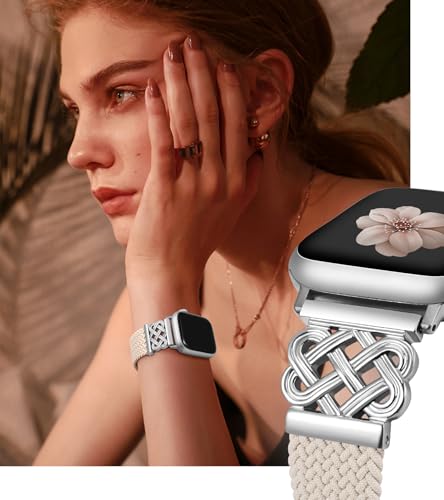 Image of TOYOUTHS Braided Magnetic Band Compatible with Apple Watch Bands 38 /40 /41 /42 /44 /45 /46 /49mm Women Men, Dressy Celtic Metal Stretchy Elastic Strap for iWatch Series 11 10 9 8 7 6 5 4 SE /Ultra 3 2 1