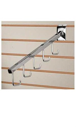 J-Hook Waterfall Faceout in Chrome Finish for Slatwall - Pack of 10