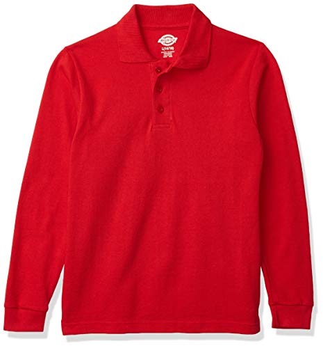 Dickies Boys  Long Sleeve Pique Polo, Apple Red, Medium