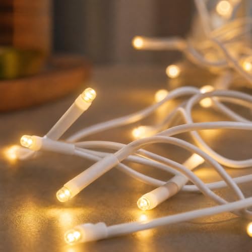 hellum Lichterkette innen Mini LED 10 LEDs warmweiß 1 35 m beleuchtete Länge weißes Kabel Lichterkette mit Stecker für Weihnachtsbaum Fenster und Tischdeko <59lm 579109
