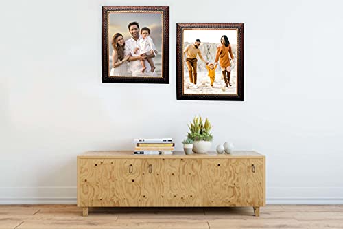 Image of Photo frame 10x14 Inch set of 2 Chatai Brown Color flexiable Glass (acrylic) & synthetic wood customized Modern Collage Photo Frames for Wall Hanging