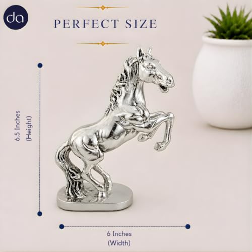 Image of 999 Silver Plated Running Horse Showpiece (6.5 Inch) - Elegant Vastu Statue for Home Decor Living Room & Premium Wedding Gifts