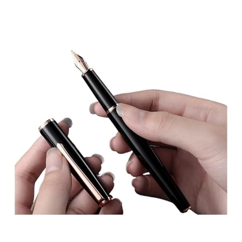 Stylo-plume KLVN extra fin 0,4 mm noir avec des détails élégants en or rose