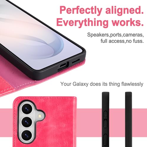 Funda tipo cartera Samsung Galaxy 26+ Plus de piel rosa 4
