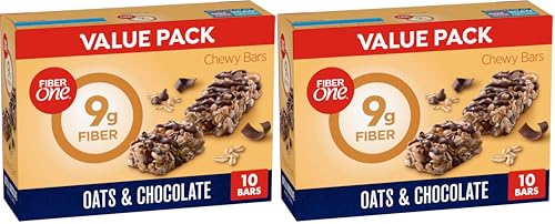 Fiber One Chewy Bars, Oats & Chocolate, Fiber Snacks, 14.1 oz, 10 ct (Pack of 2)