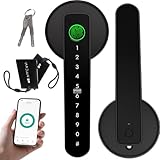 5-in-1 Smart Fingerprint Door Lock – Advanced Automatic Digital Handle with APP, Fingerprint, IC Card, Code & Keys | High-Security Electronic Lock for Modern Homes/Offices (Black)