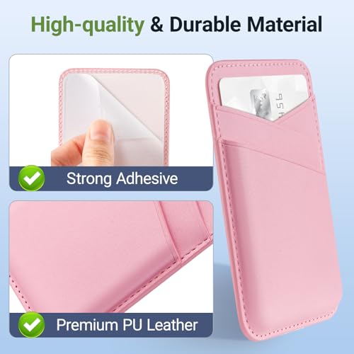 SHANSHUI 2 Pack Phone Wallets, Cell Phone Card Holder Premium Leather Credit Card Holder Stick on Compatible with iPhone, Most Smartphones - image 4