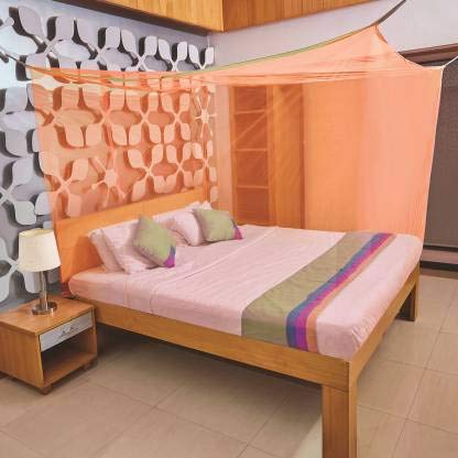 Image of Machardani Net Double Bed King Size - 8x8 Ft Mosquito Netting for Bed (Peach)