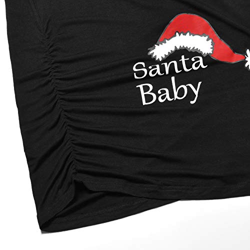 Maternity Christmas Shirt Long Sleeve Basic Top Ruch Sides Bodycon Tshirt Funny Santa Print Pregnancy Tee M #TOP3