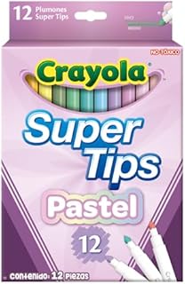 Crayola Super Tips Zestaw Flamastrów, Pastelowy, 12 sztuk, 58-7515-E-000