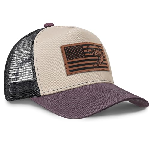 Image of Fishing Gifts for Men American Flag Trucker Hat Mens Fathers Day Christmas Birthday Gifts Fishing Hat for Dad