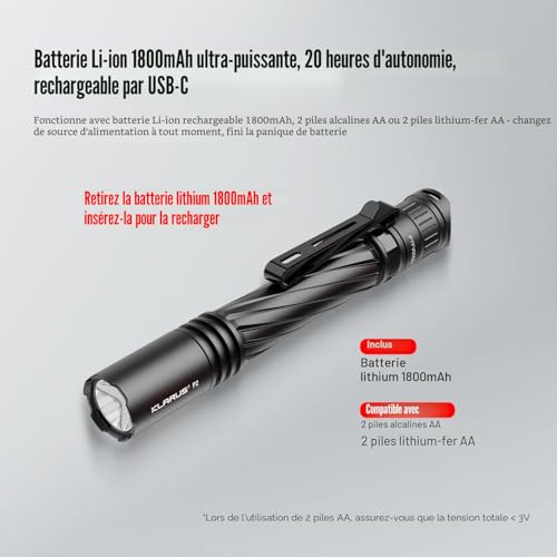 Lampe stylo 1000 lumens Klarus P2, l'excellence du format EDC