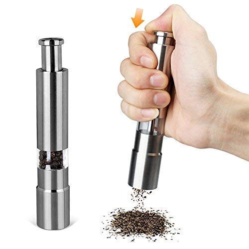 DOOMSDAY Stainless Steel Mini Pepper Grinder Crusher Mill Hand Thumb Press Machine with Stylish Design for Grinding Salt, Black Pepper, and Cardamom Muller