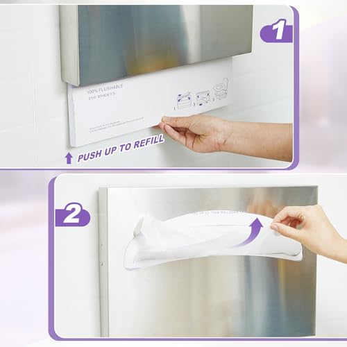 Dispensador de fundas para asiento de inodoro Hushee de acero inoxidable antioxidante para pared 4