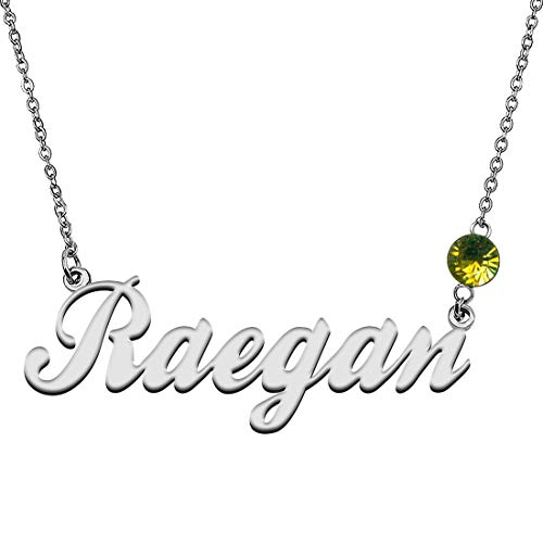 GR859C Personalized Charm Name Necklace with Birthstone for Best Friends Raegan