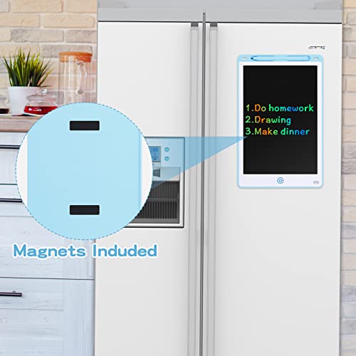 Coolzon Tavoletta Grafica LCD Scrittura, Tavoletta Grafica LCD 12 Pollici con lavagnetta cancellabile bambini per Pittura e Liste di Memoria, Adesivi Gratuiti di Cartoni Animati, Blu