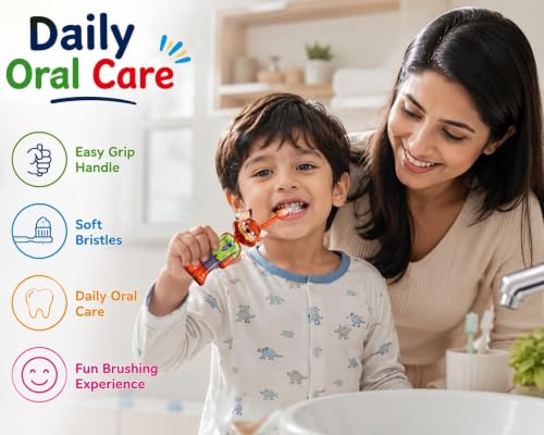 Image of Kids Rabbit Character Toothbrush with Soft Bristles and Protective Cap, Cute Animal Theme, Travel Friendly, for Boys and Girls, Inspired by Zootopia