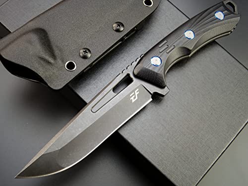 Eafengrow EF127 Fixed Blade Knife 14C28N Steel Blade, G10 Handle Full Tang Fixed Knifes for Working Camping Hunting Survival Heavy Duty EDC Tool Knife(Black)