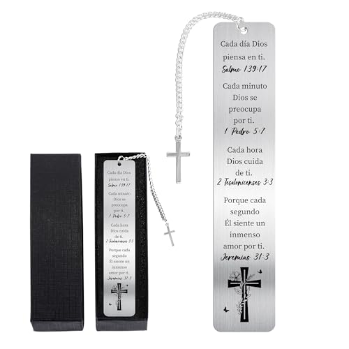 Spanish Bible Bookmark Gifts, Christian Metal Book Marks with Cross