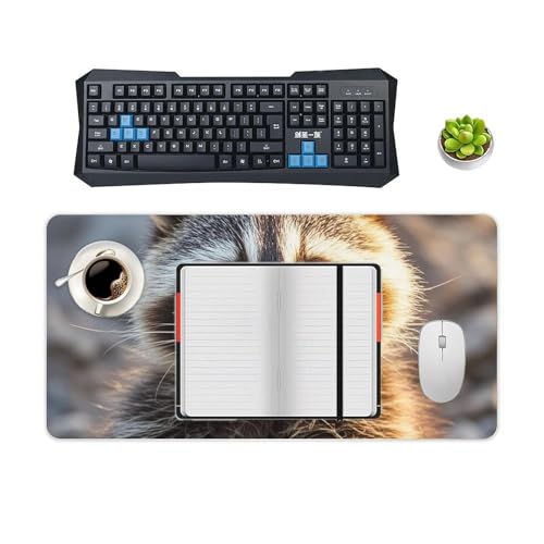 Desk Pad Protector 24x12 Inch Extended Cute Raccoon miniatura 4
