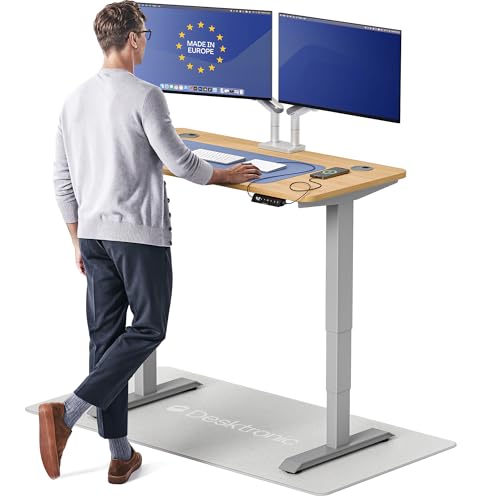 Image of Desktronic HomePro Standing Desk 48x24 - Made in Europe, Ergonomic Sit Stand Home Office Desk, Electric Height Adjustable, Dual Motor, USB & USB-C Charging, Wobble-Free, Touchscreen, 3 Memory Presets