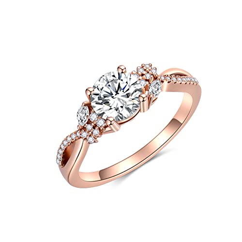 10k/14k/18k White Yellow Rose Gold Engagement Ring for Women, 1Carat Blossom Moissanite Engagement Ring for Her Free Engraved