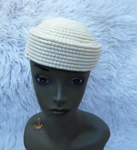 Jewels Red Beaded Traditional Edo Crown Cap, African Bridal Headdress for Ceremonies2