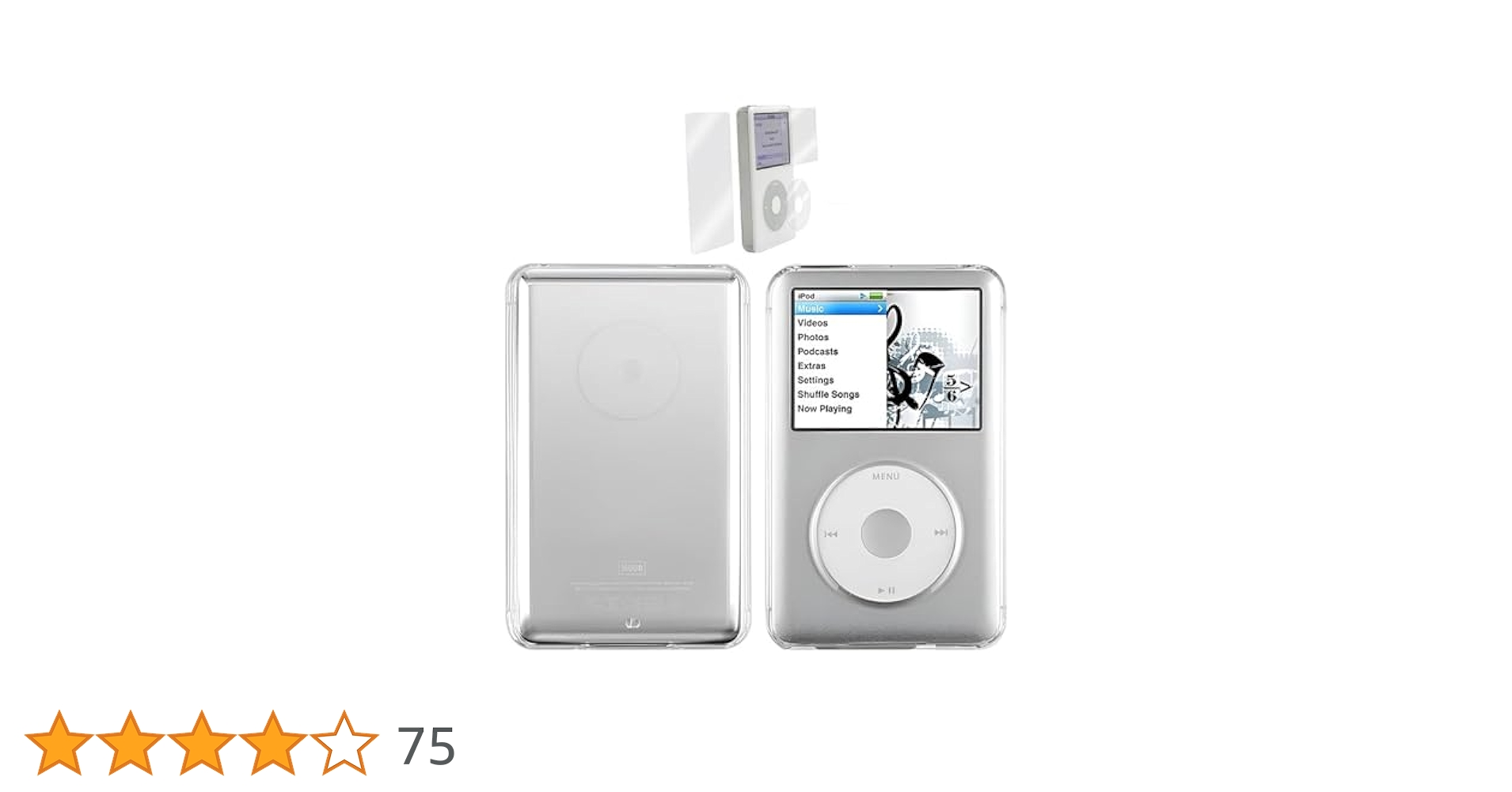 ipod classic 80GB シルバー　刻印あり　ケース・ケーブル付き Apple iPod Classic 80 GB Silver - 6th Generation (MB029LL/A