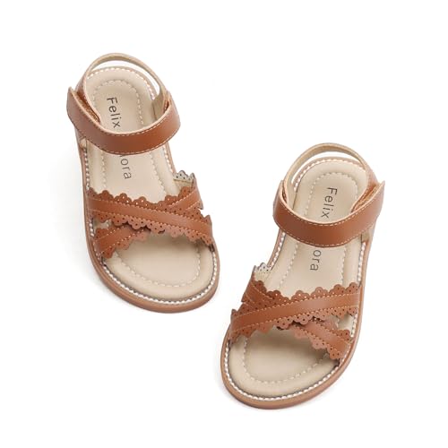 Image of Felix & Flora Toddler Girl Sandals - Little Girl Easter Dress Shoes Lightweight Open Toe Beach Holiday Flats