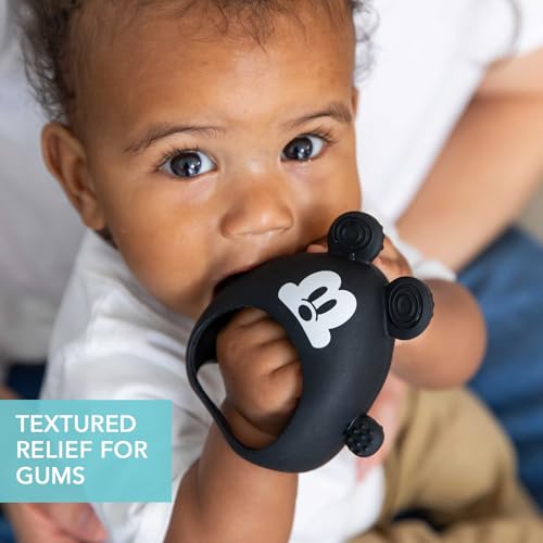 Image of Bumkins Disney Baby Silicone Undroppable Teething Mitt, Freezer Toy Teether Keys, Soft Flexible Platinum Silicone Pacifier to Chew, Cool Teether Gum Relief, Essentials Babies 3 Months, Mickey Mouse